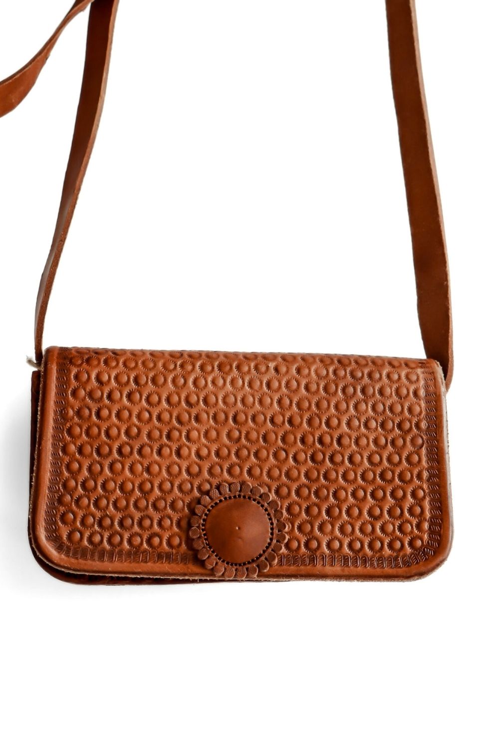 Aman - Hand-Carved Leather Crossbody Bag