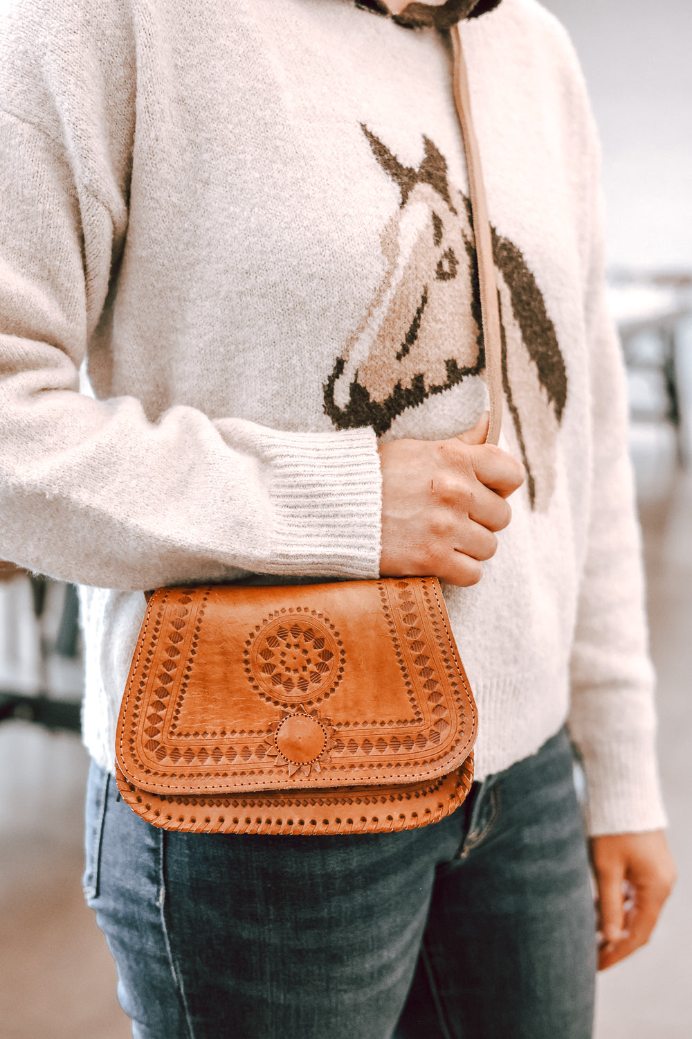 Cairo - Hand-Tooled Leather Crossbody Bag