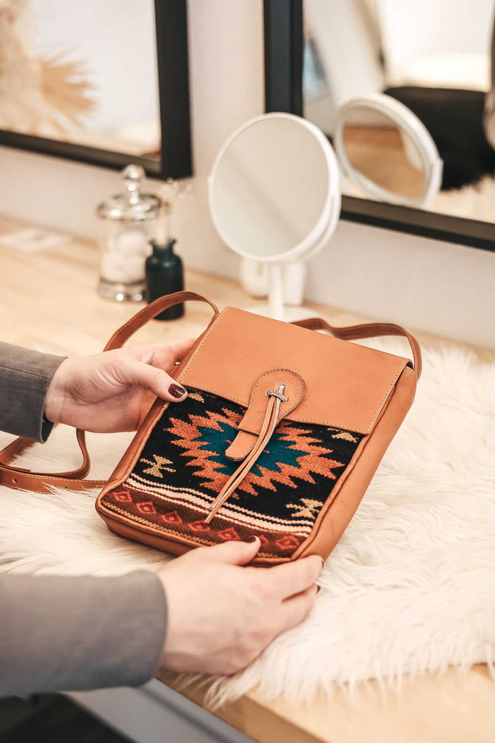 Native - Leather & Textile Crossbody Bag