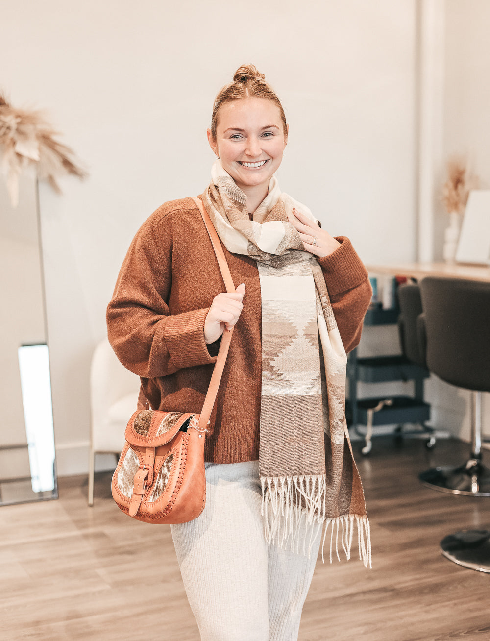 Sanaa - Leather & Cowhide Crossbody Bag