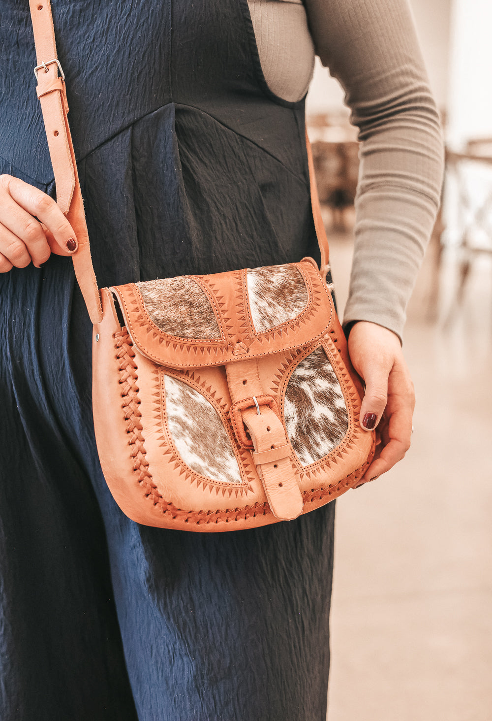 Sanaa - Leather & Cowhide Crossbody Bag