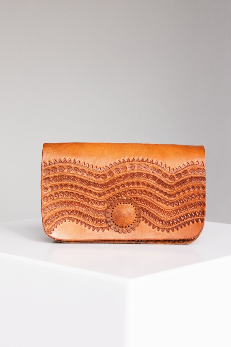Aman - Hand - Carved Leather Crossbody Bag - Mama Ponchos