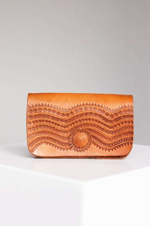Aman - Hand - Carved Leather Crossbody Bag - Mama Ponchos