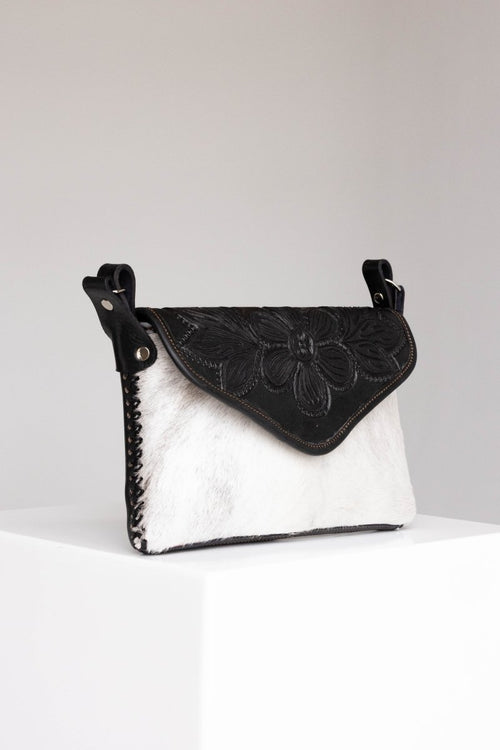 Amedi Black Desert - Leather & Cowhide Crossbody - Mama Ponchos