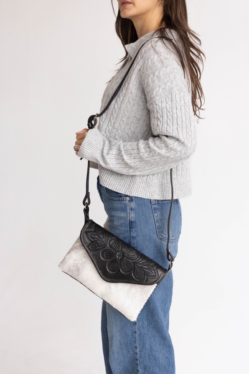Amedi Black Desert - Leather & Cowhide Crossbody - Mama Ponchos
