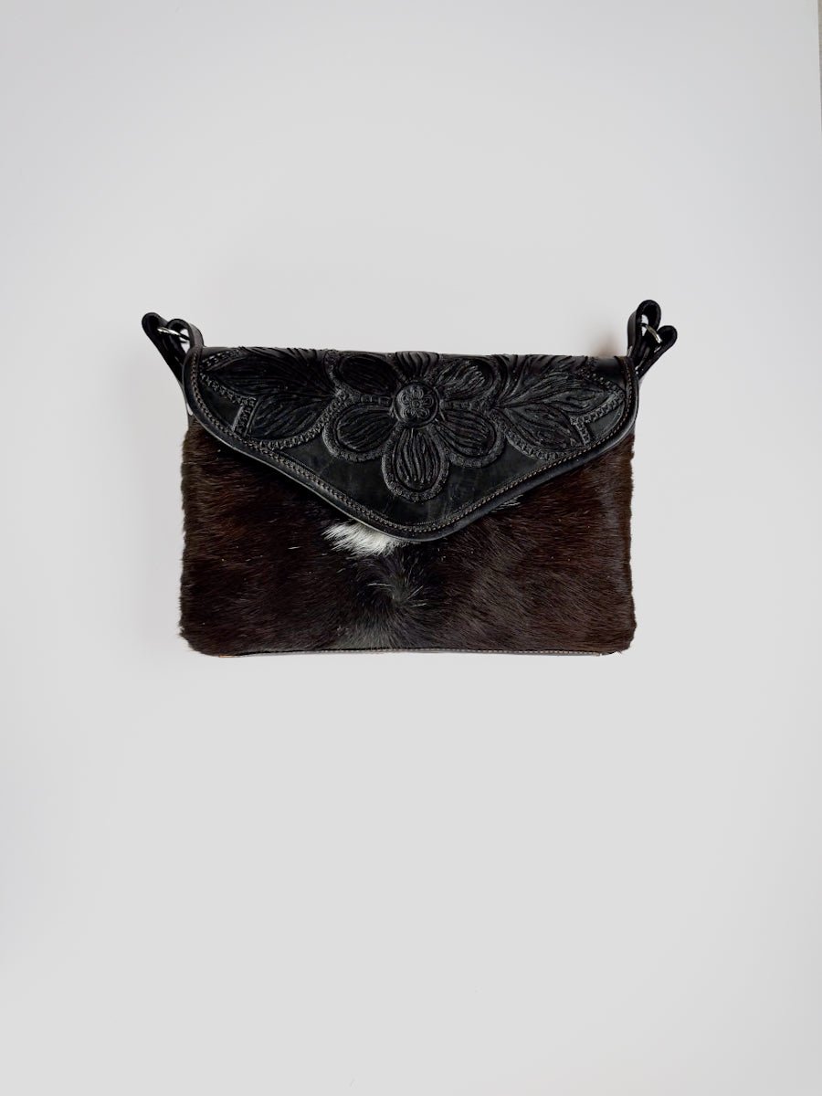 Amedi Black Desert - Leather & Cowhide Crossbody - Mama Ponchos