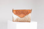 Amedi - Hand - Tooled Leather & Cowhide Crossbody - Mama Ponchos