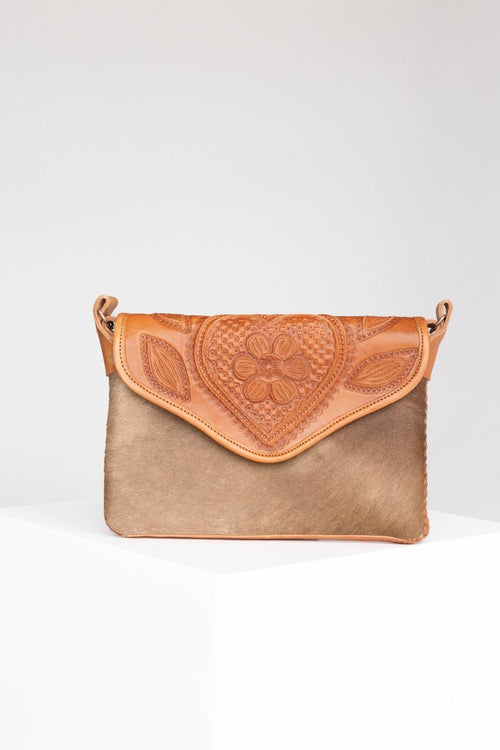 Amedi Prairie Heart - Leather & Cowhide Crossbody - Mama Ponchos