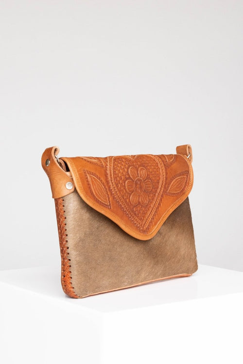 Amedi Prairie Heart - Leather & Cowhide Crossbody - Mama Ponchos