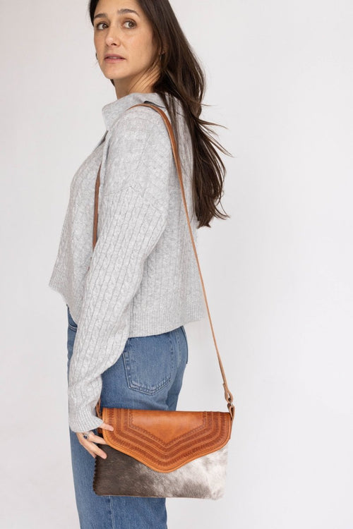 Amedi Sierra - Leather & Cowhide Crossbody - Mama Ponchos