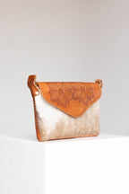 Amedi Two Flowers - Leather & Cowhide Crossbody - Mama Ponchos