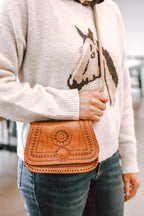 Cairo - Hand - Tooled Leather Crossbody Bag - Mama Ponchos LLC