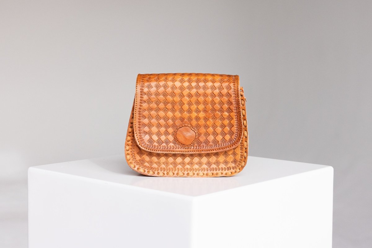 Cairo - Hand - Tooled Leather Crossbody Bag - Mama Ponchos