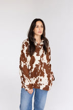 Cow Print Western Shacket - Handmade - Mama Ponchos