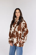 Cow Print Western Shacket - Handmade - Mama Ponchos