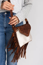 Dakota Fringes - Leather & Cowhide Crossbody - Mama Ponchos