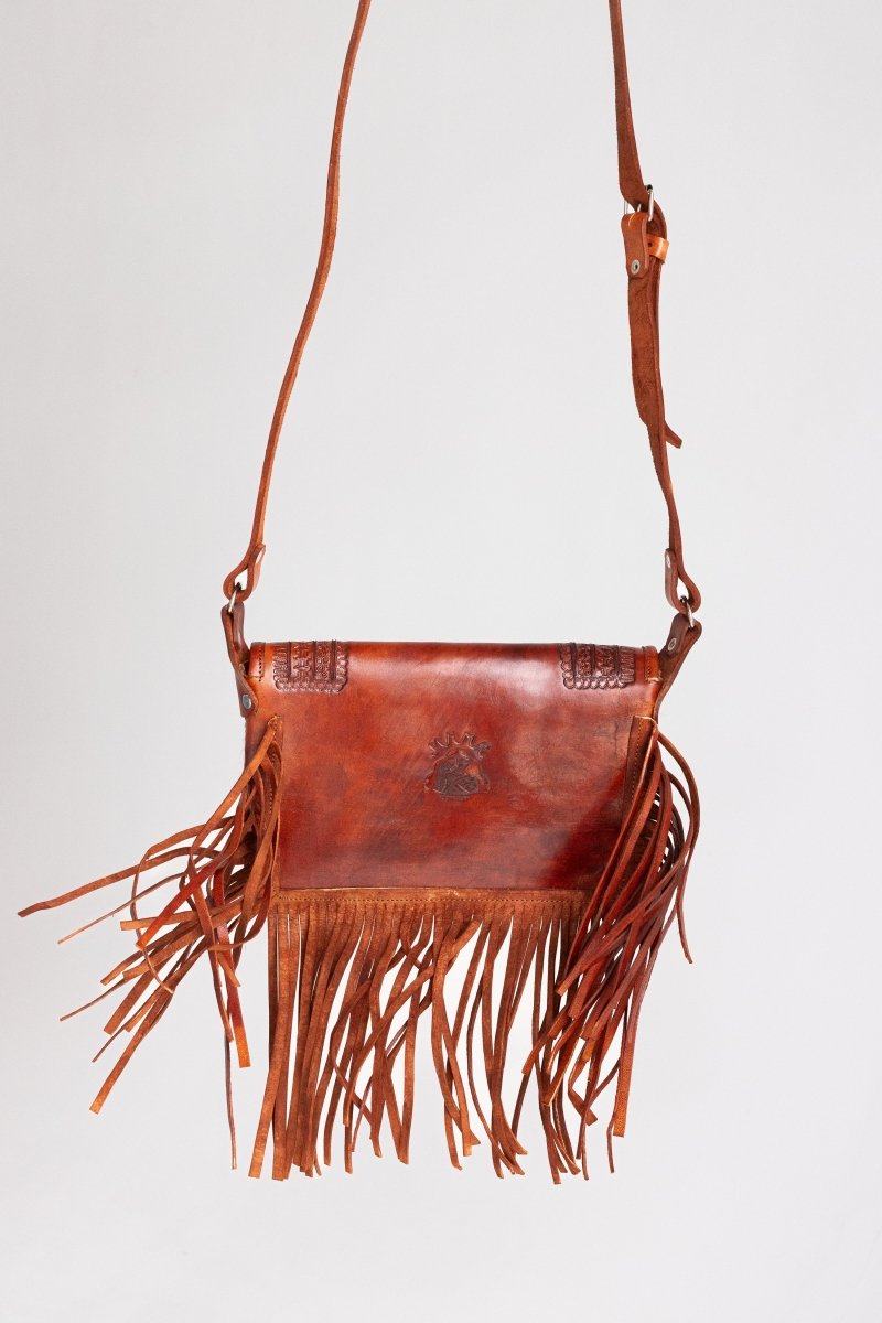 Dakota Fringes - Leather & Cowhide Crossbody - Mama Ponchos