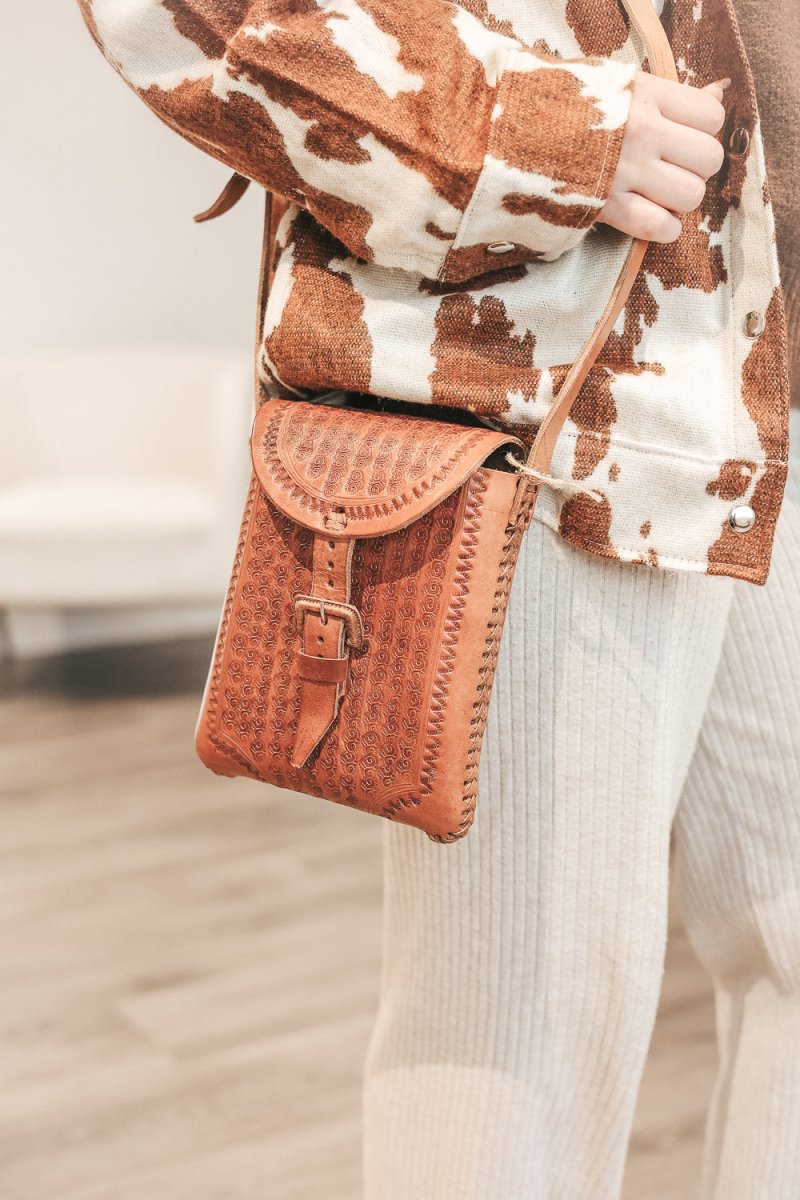 Jordan - Leather Crossbody Bag - Mama Ponchos LLC