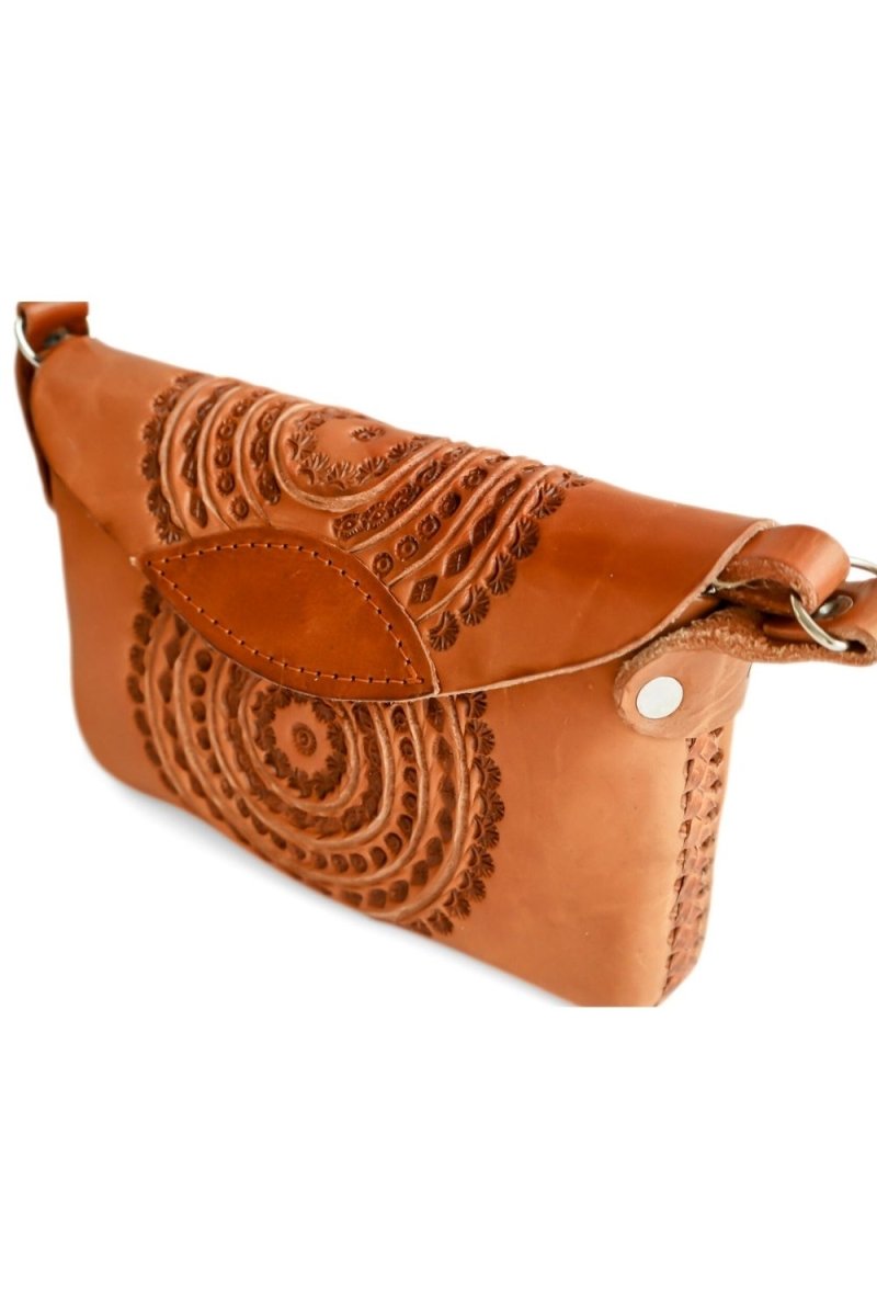 Mosul - Hand - Tooled Leather Crossbody Bag - Mama Ponchos LLC