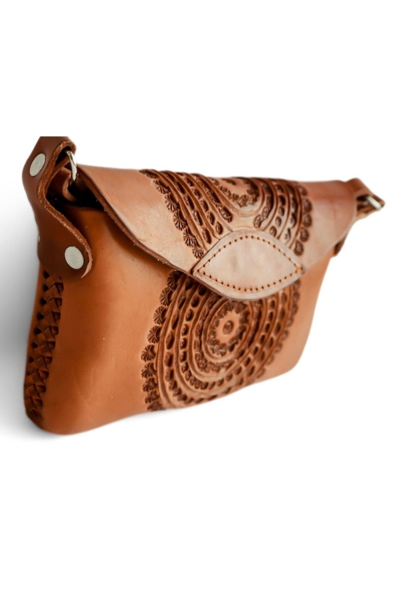 Mosul - Hand - Tooled Leather Crossbody Bag - Mama Ponchos LLC