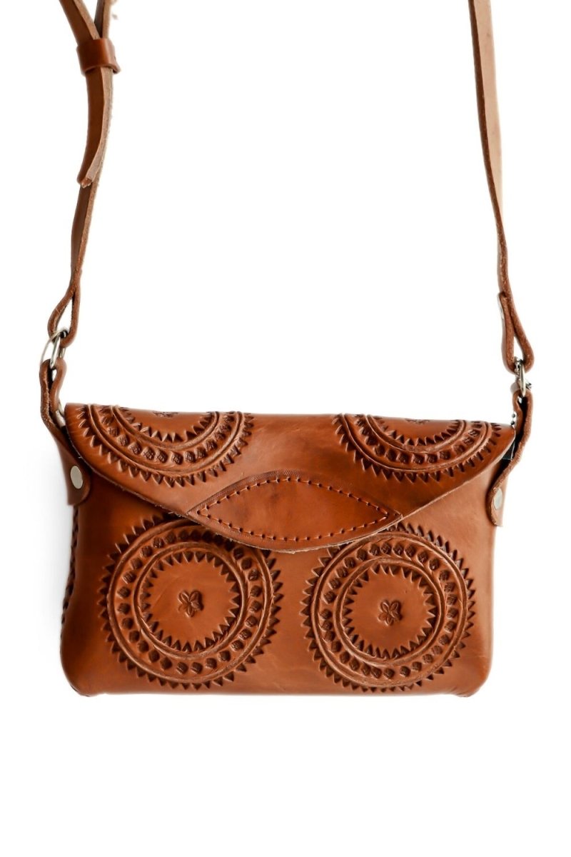 Mosul - Hand - Tooled Leather Crossbody Bag - Mama Ponchos LLC