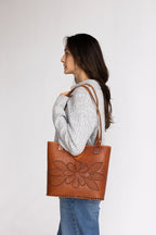Muscat - Hand - Carved Leather Bag - Mama Ponchos