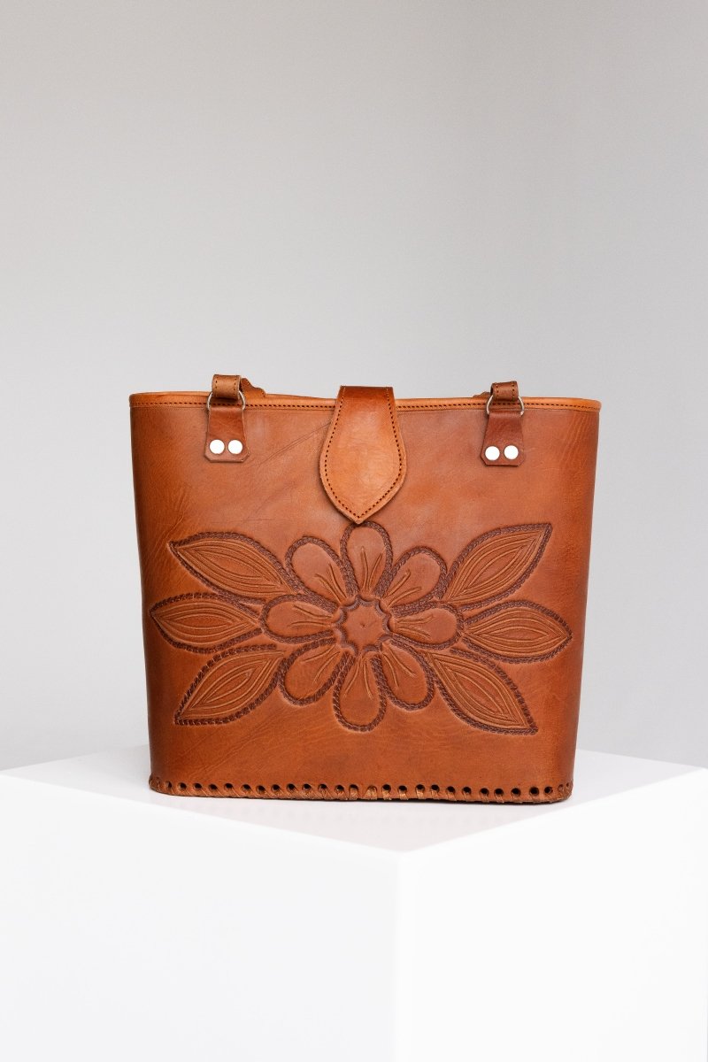 Muscat - Hand - Carved Leather Bag - Mama Ponchos
