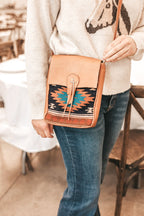 Native - Leather & Textile Crossbody Bag - Mama Ponchos LLC