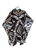 Poncho Aymara Black & White – Reversible Handmade Poncho with Hoodie - Mama Poncho LLC