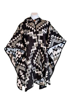 Poncho Aymara Black & White – Reversible Handmade Poncho with Hoodie - Mama Poncho LLC
