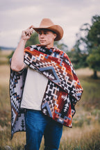 Poncho Aymara Red – Reversible Handmade Poncho (No Hoodie) - Mama Poncho LLC