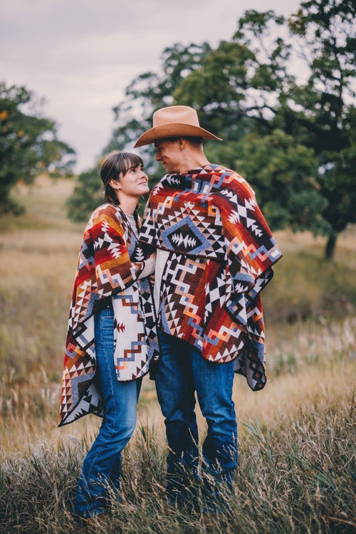 Poncho Aymara Red – Reversible Handmade Poncho (No Hoodie) - Mama Poncho LLC