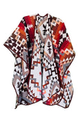 Poncho Aymara Red – Reversible Handmade Poncho (No Hoodie) - Mama Poncho LLC