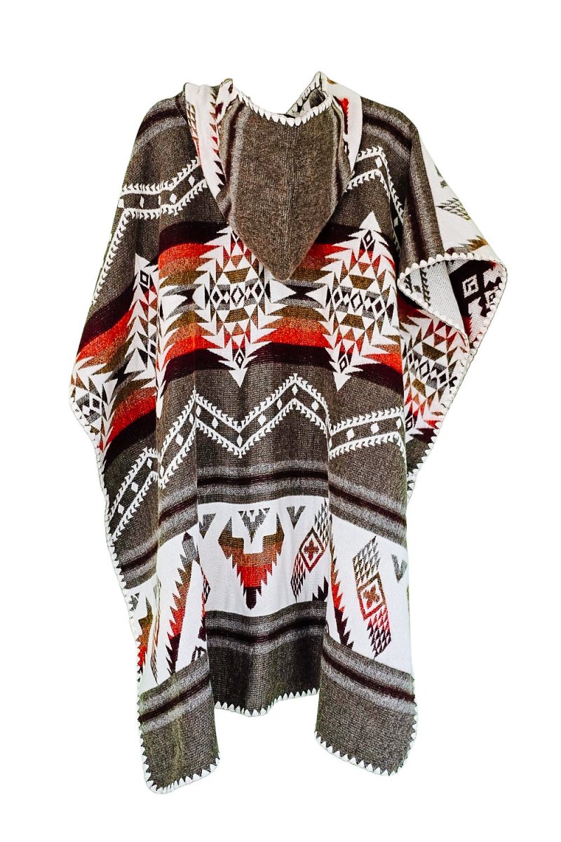 Poncho Inti – Handmade Reversible Poncho with Hood - Mama Poncho LLC