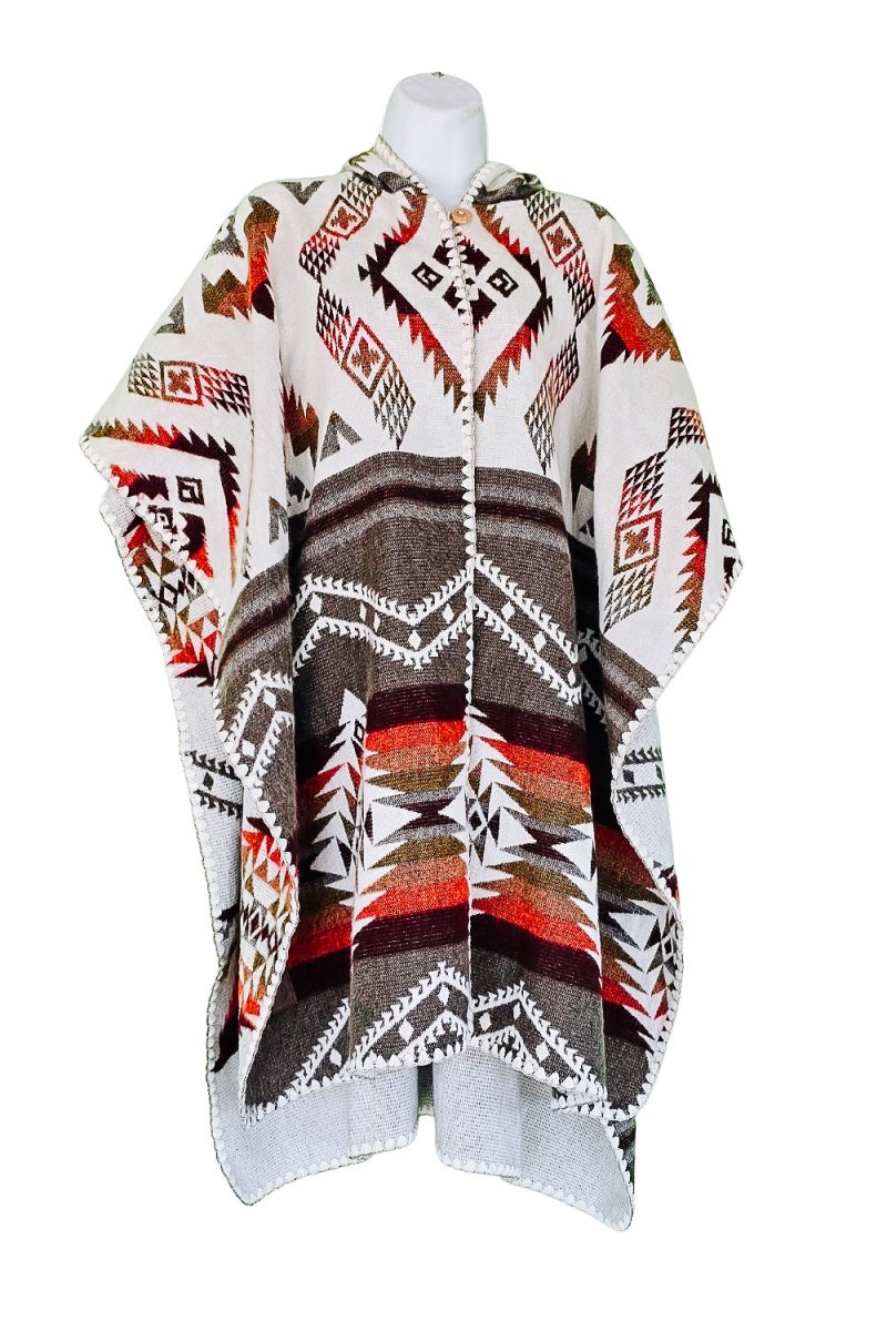 Poncho Inti – Handmade Reversible Poncho with Hood - Mama Poncho LLC