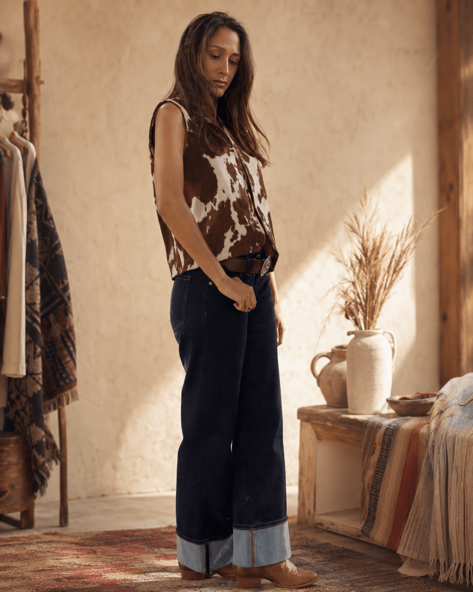 Rodeo Cow Print Vest - Mama Ponchos