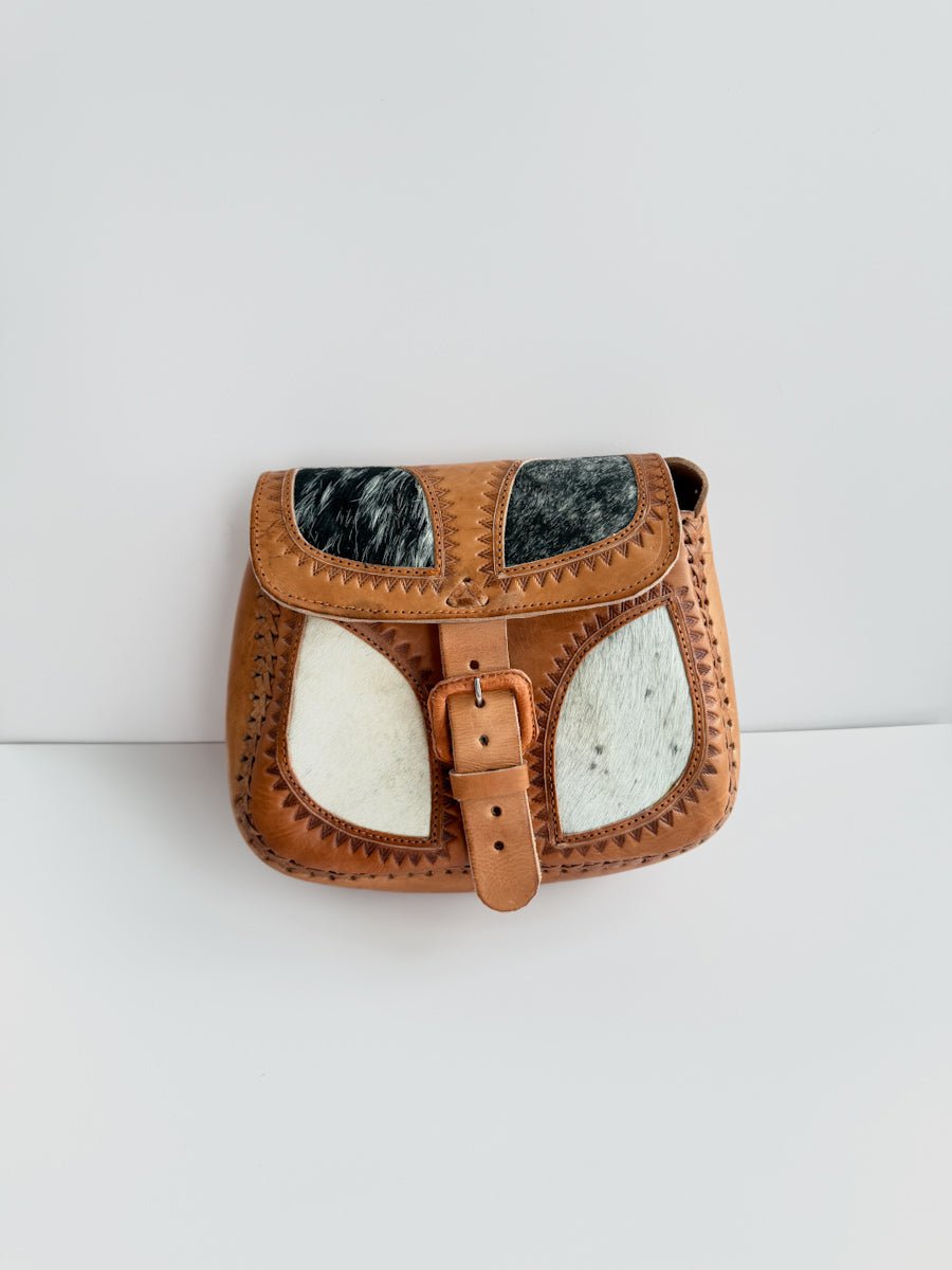 Sanaa - Leather & Cowhide Crossbody Bag - Mama Ponchos