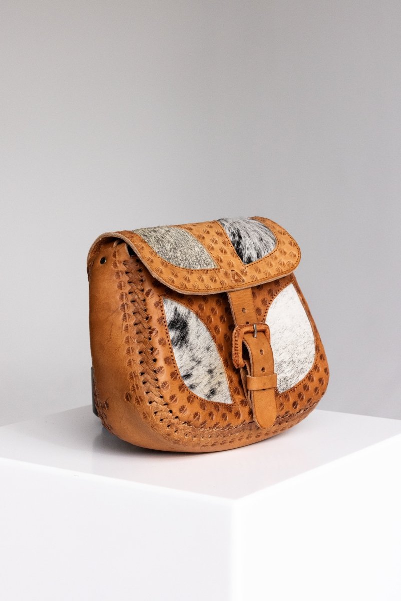 Sanaa - Leather & Cowhide Crossbody Bag - Mama Ponchos