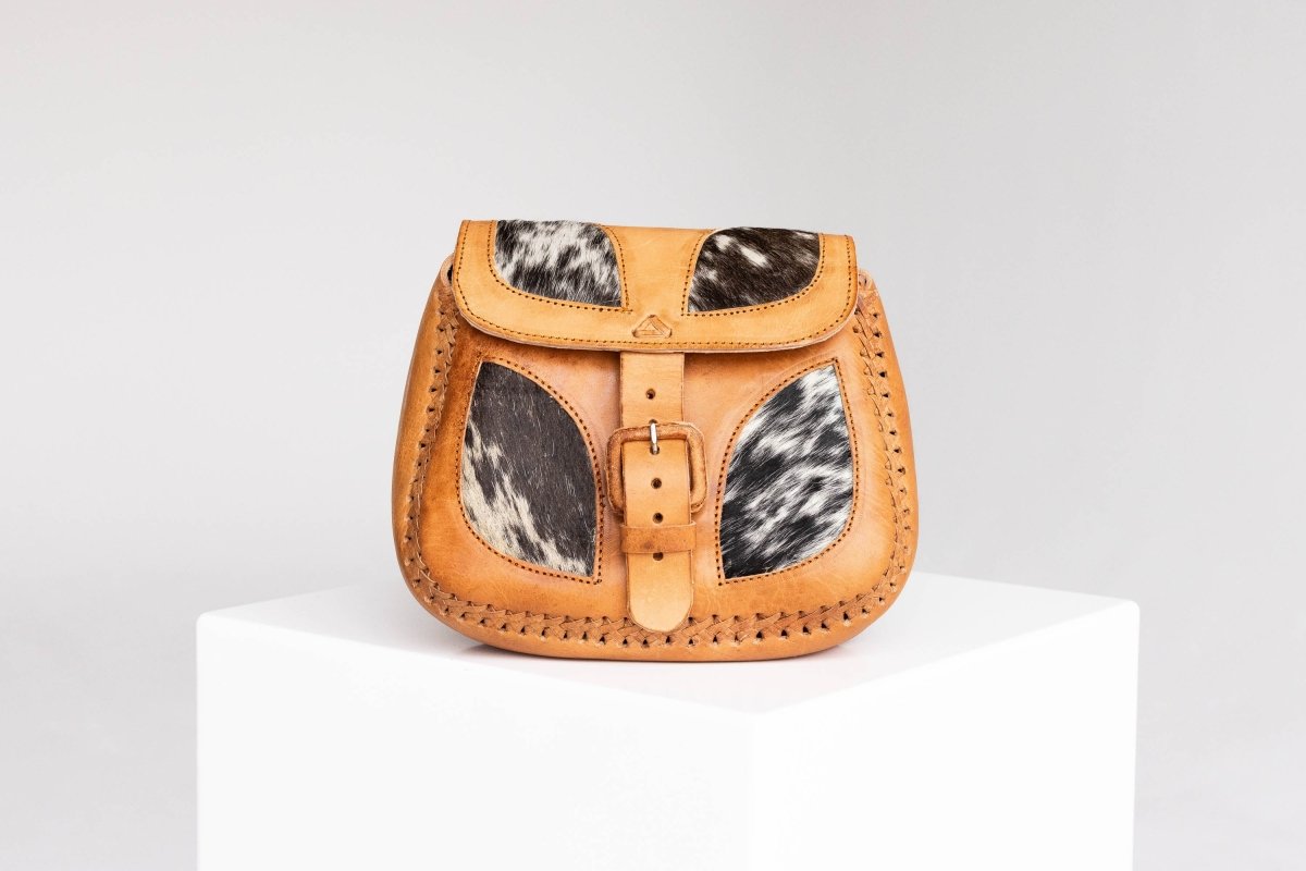 Sanaa - Leather & Cowhide Crossbody Bag - Mama Ponchos