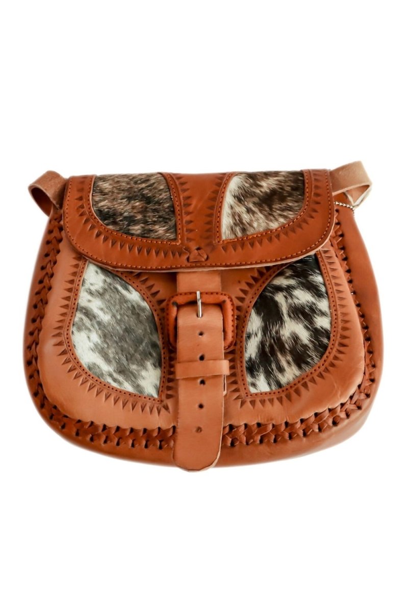 Sanaa - Leather & Cowhide Crossbody Bag - Mama Ponchos LLC