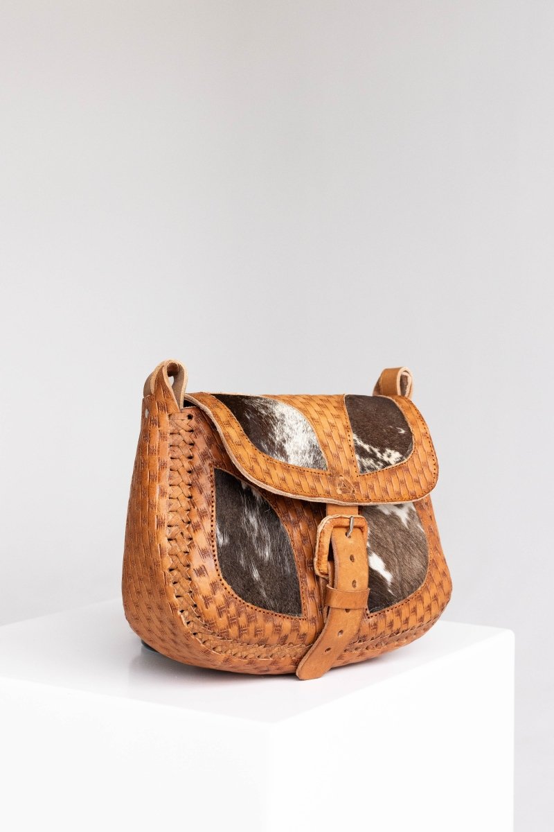 Sanaa - Leather & Cowhide Crossbody Bag - Mama Ponchos
