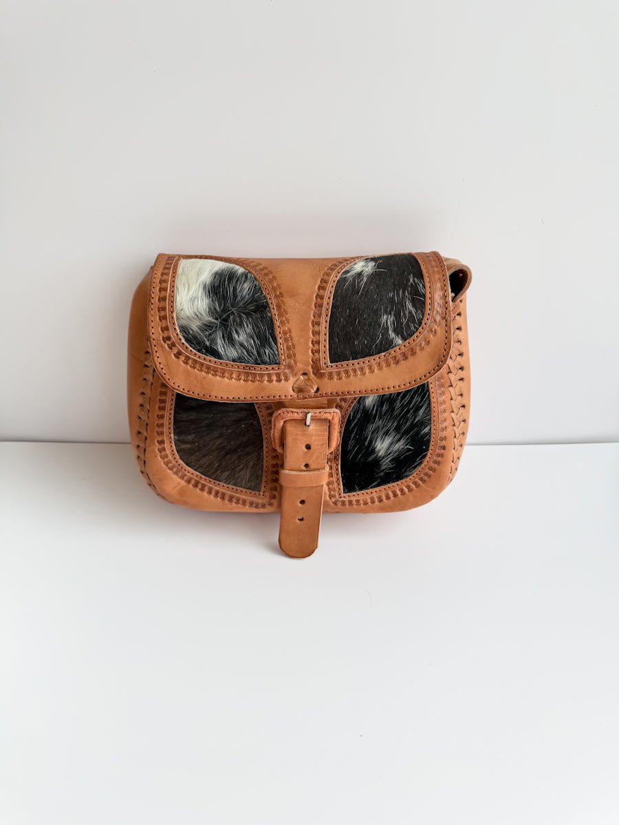 Sanaa - Leather & Cowhide Crossbody Bag - Mama Ponchos