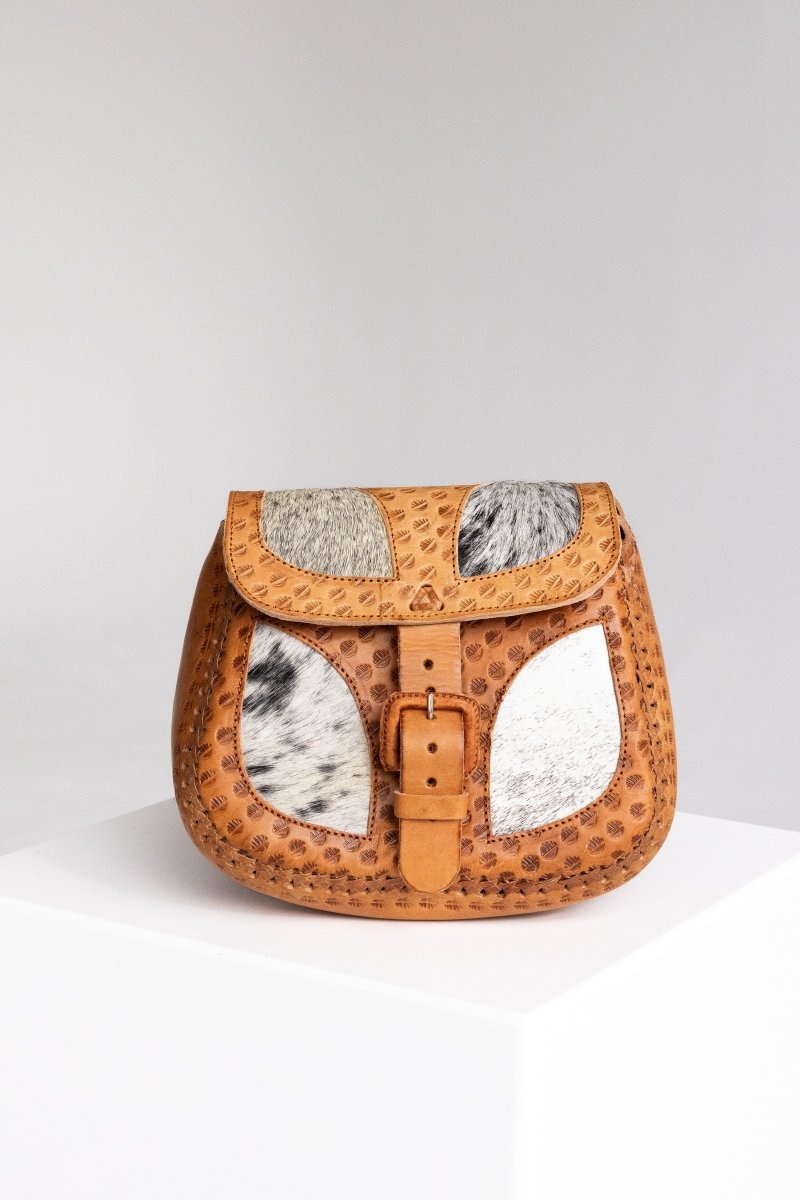 Sanaa - Leather & Cowhide Crossbody Bag - Mama Ponchos