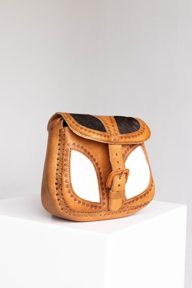 Sanaa - Leather & Cowhide Crossbody Bag - Mama Ponchos