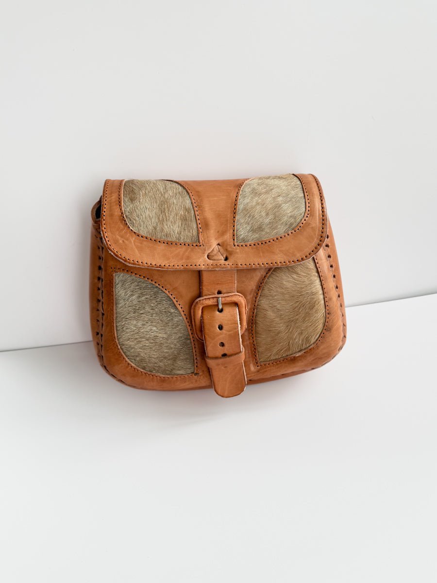 Sanaa - Leather & Cowhide Crossbody Bag - Mama Ponchos