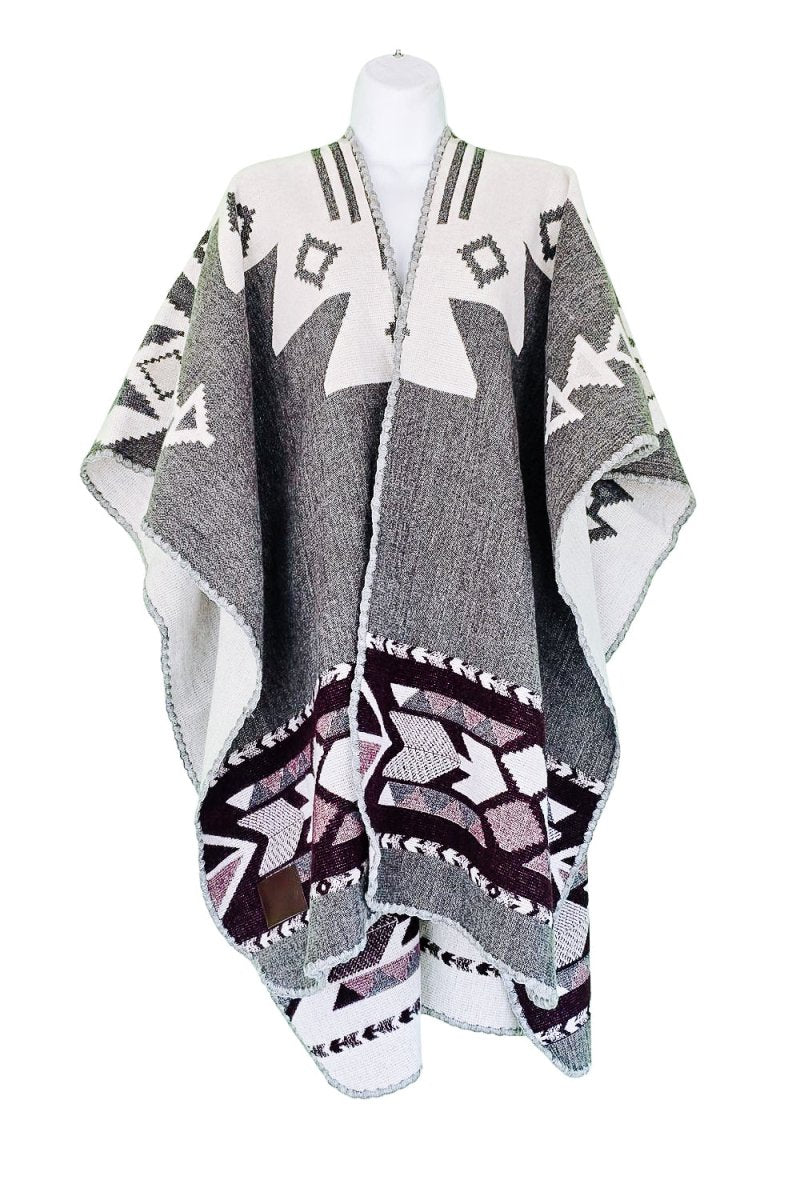 Shawl Hourani Long – Handmade Reversible Poncho for Men and Women - Mama Poncho LLC