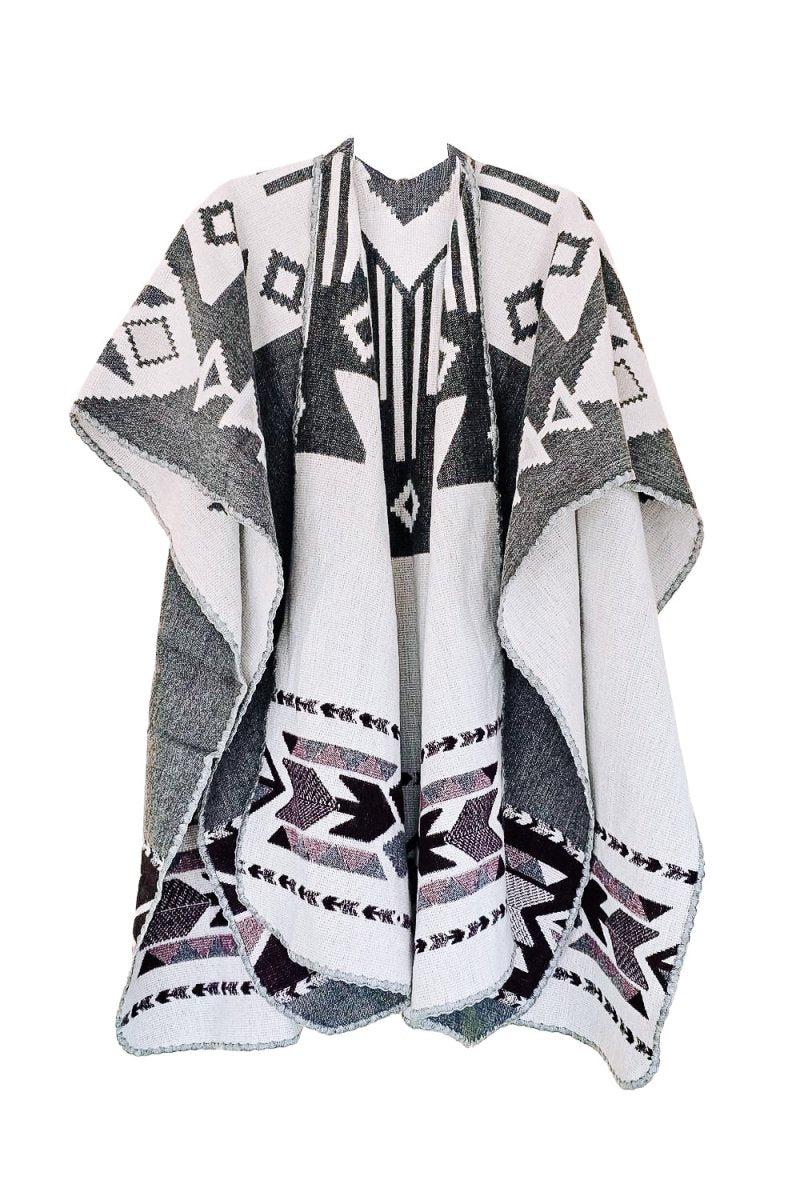 Shawl Hourani Long – Handmade Reversible Poncho for Men and Women - Mama Poncho LLC