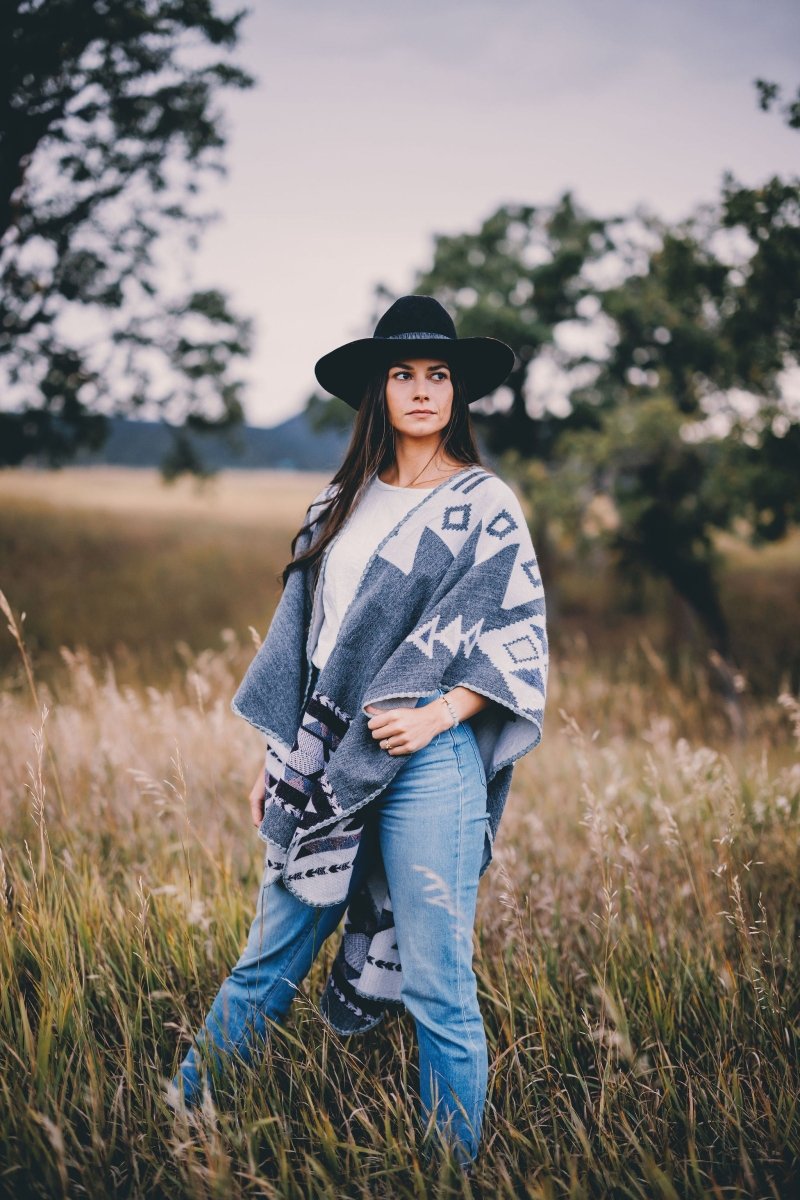 Shawl Hourani Long – Handmade Reversible Poncho for Men and Women - Mama Poncho LLC