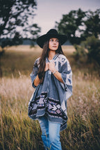 Shawl Hourani Long – Handmade Reversible Poncho for Men and Women - Mama Poncho LLC