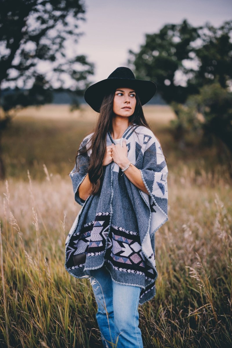 Shawl Hourani Long – Handmade Reversible Poncho for Men and Women - Mama Poncho LLC